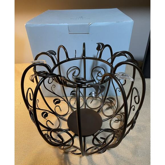 Partylite 8” Tall Metal Pumpkin Pillar Candle Holder Fall Autumn, Halloween - Picture 2 of 6